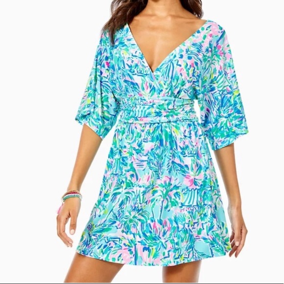 Lilly Pulitzer Pants - Lilly Pulitzer Parigi Skort Romper Blue Ibiza Cabana Cocktail SZ LG NEW! RARE